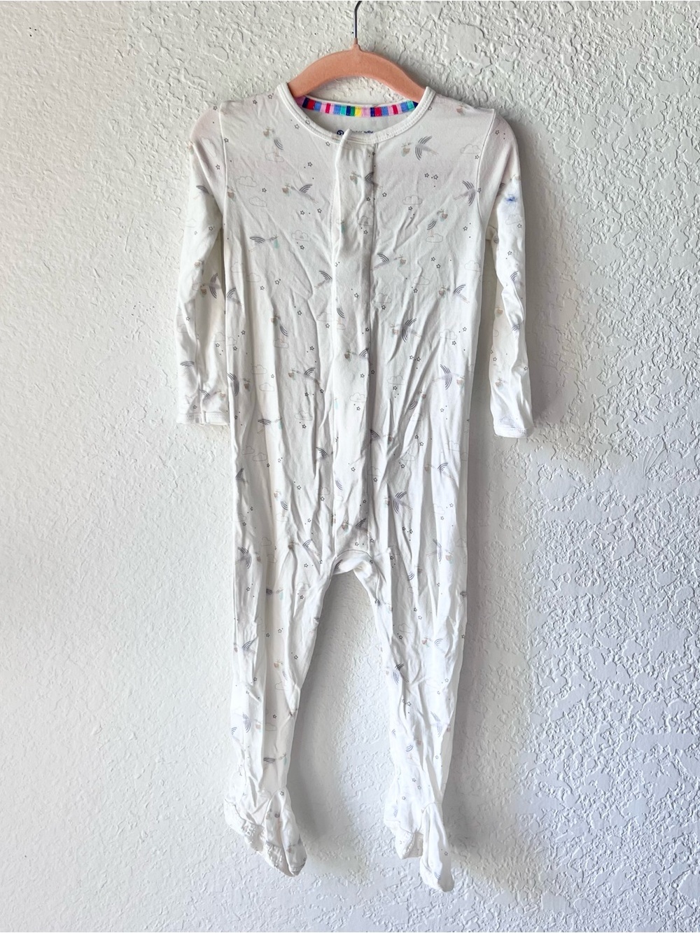Magnetic Me Stork Print Footie Bodysuit Pajama Sz 12-18M